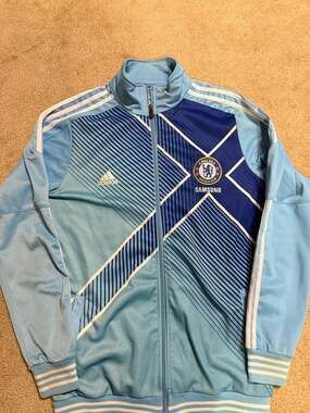 Adidas Chelsea FC Full Zip Track Jacket Blue & White Size XL